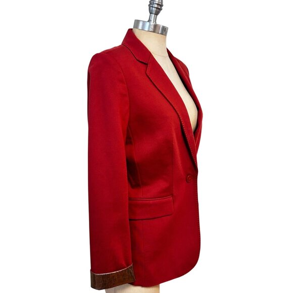 Womens Rust Red Blazer With Metallic Cuff Detail Size 8 White House Black Market - Picture 2 of 5